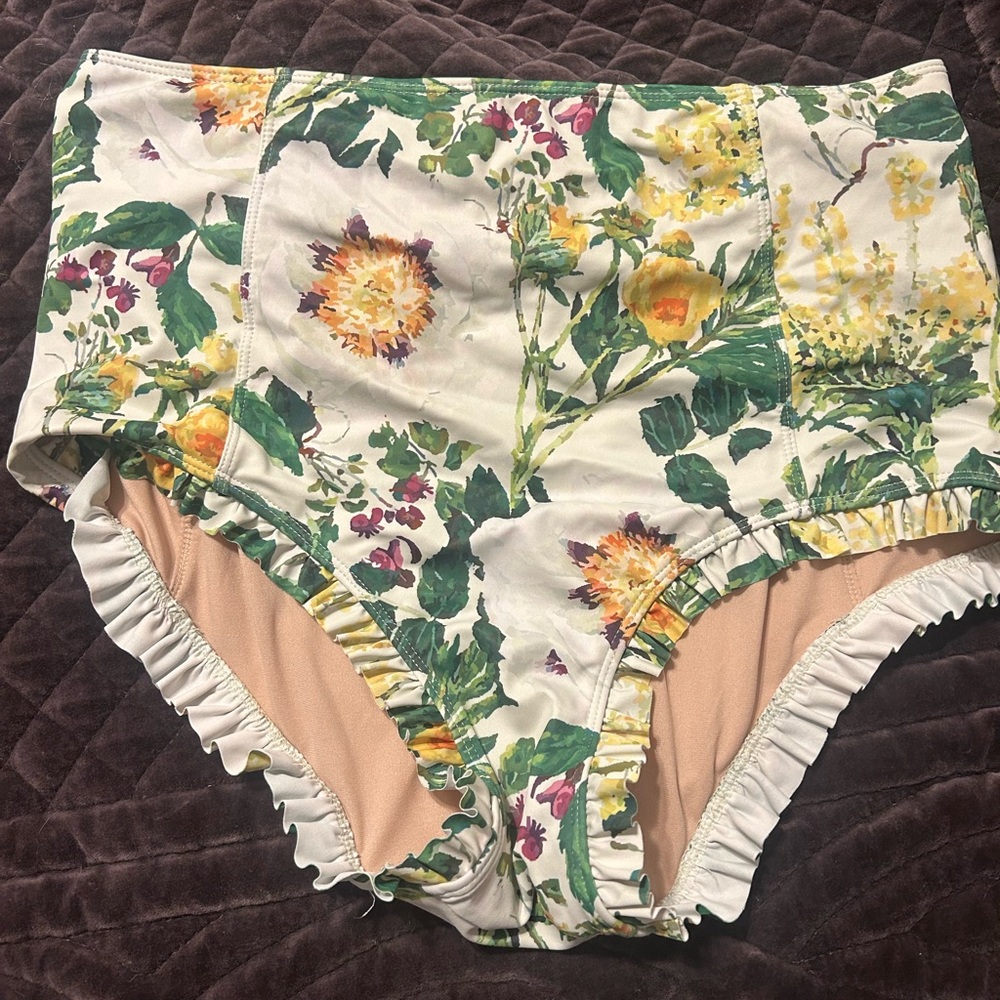 Kortni Jeane Floral High-Waisted swim bottoms